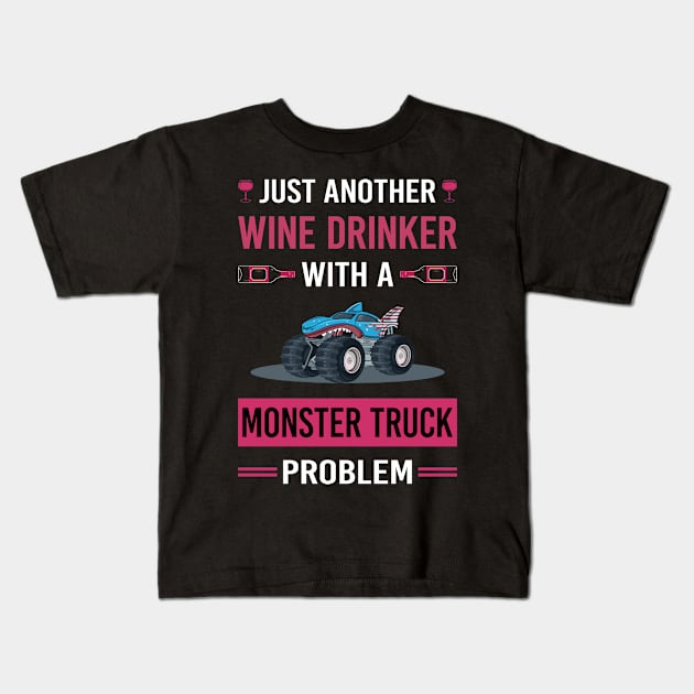 Wine Drinker Monster Truck Trucks Kids T-Shirt by Good Day